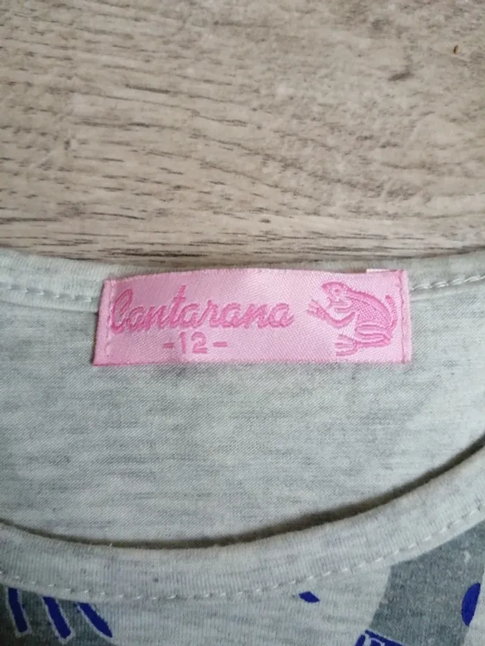 Tee-shirt gris imprimé fille à vélo et message / cantarana / (12ans) - photo numéro 3