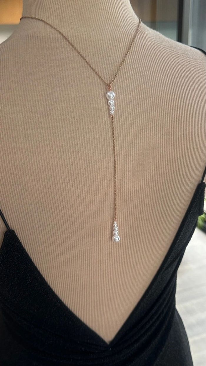 Collier dos acier rosegold en perles - photo numéro 3