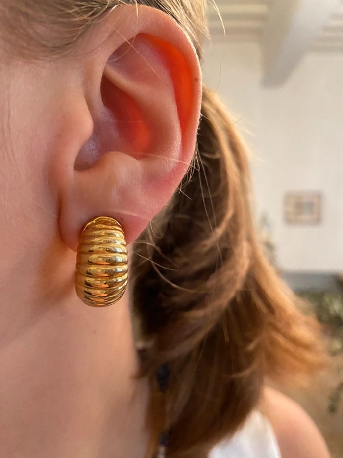 Boucles d’oreilles clip forme cabochon plaqué or - photo numéro 12