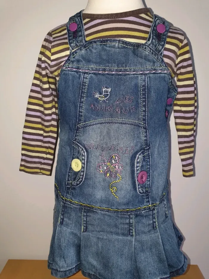 Ensemble robe en jean/ T-shirt ML 18 mois Orchestra - photo numéro 2