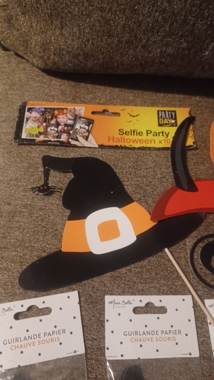 Chauve-souris halloween 🎃 en papier et d'autres déco selfie party neuf - photo numéro 4
