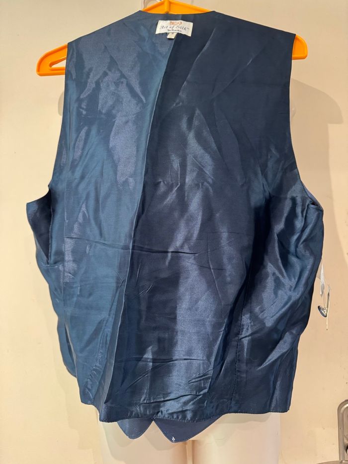 Spencer gilet de costume,, soie taille S bleu, blanc - photo numéro 6