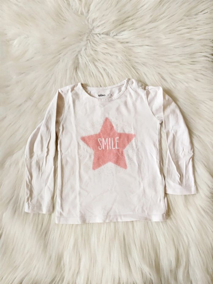 Tee-shirt manches longues fille 3 ans motif Smile Etoile