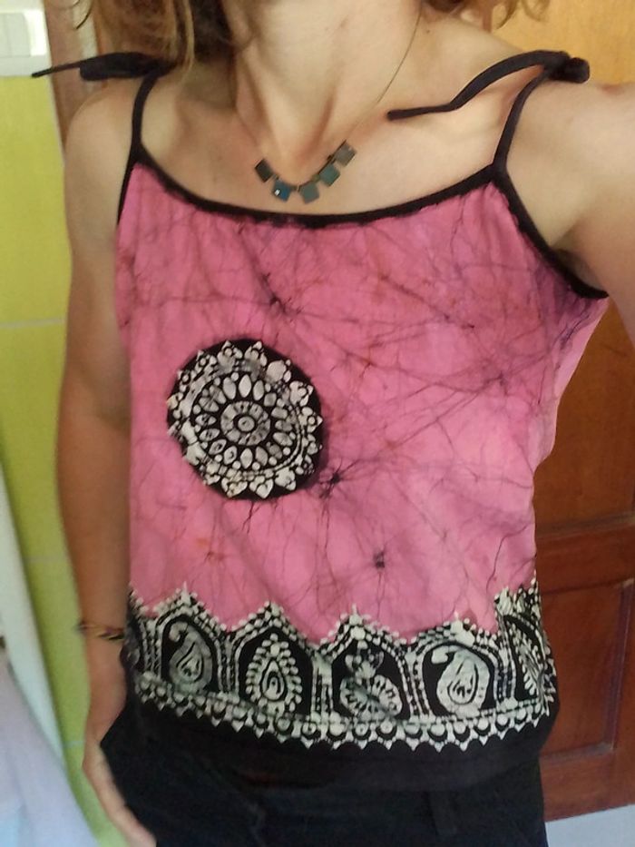 Débardeur + paréo femme rose et noir - photo numéro 4