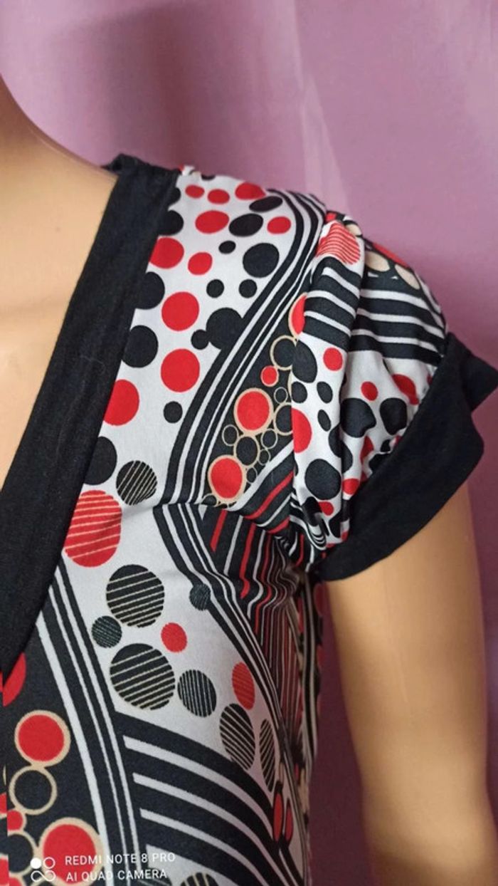 Top haut  tee shirt  rouge et noir taille 38 - photo numéro 5