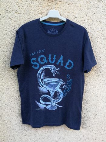 T-shirt bleu Acid Squad Celio