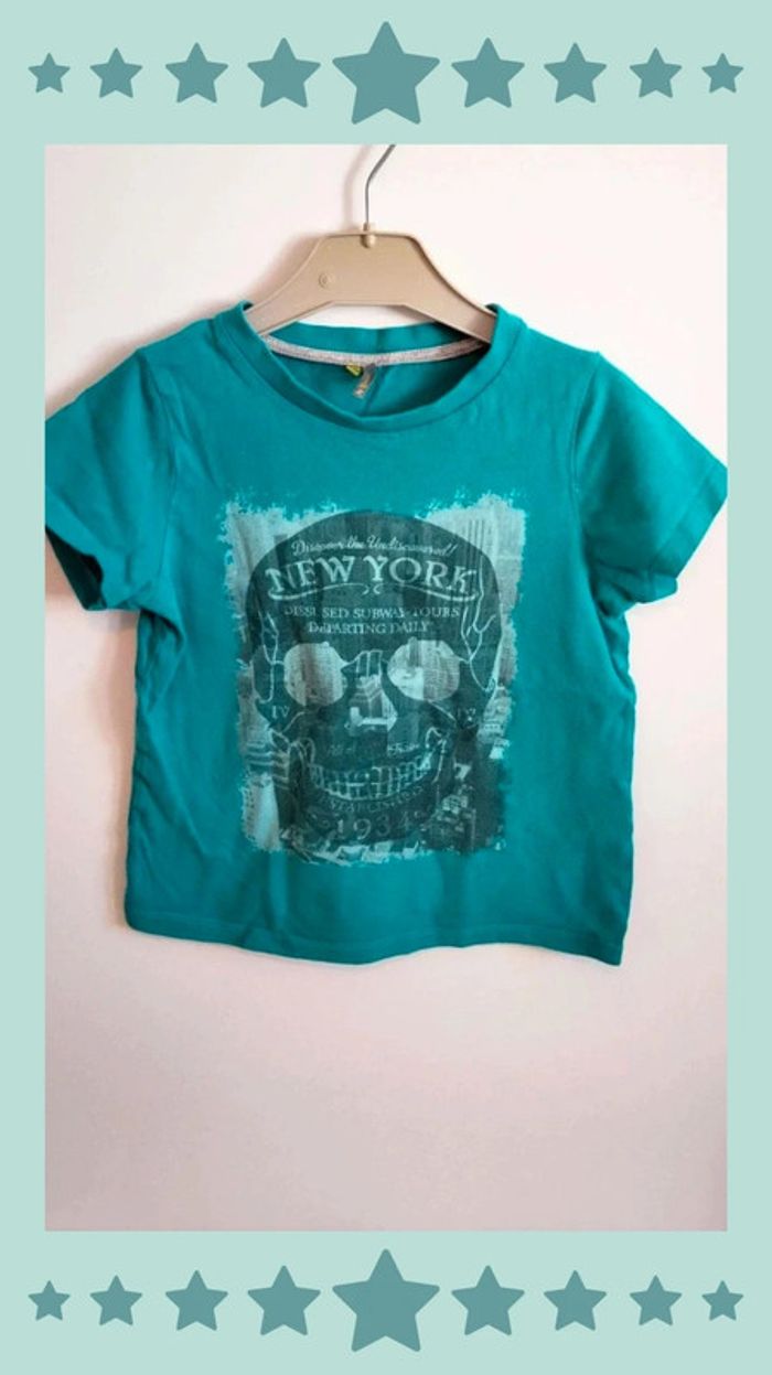 🍄 Tshirt 4 ans tête de mort Orchestra bleu clair - photo numéro 2