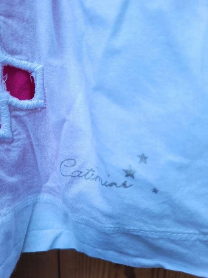 Splendide robe d'été Catimini, originale dentelle, blanche et rose fuchsia - photo numéro 4