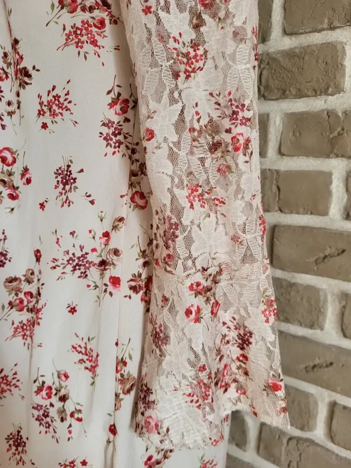 Robe fleuri dos et manches en dentelle - Romantique bohème - photo numéro 13