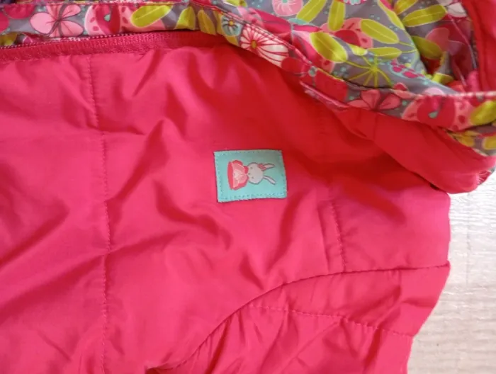 Manteau doudoune réversible 36 mois 3 ans motif fleurs ou uni - photo numéro 6