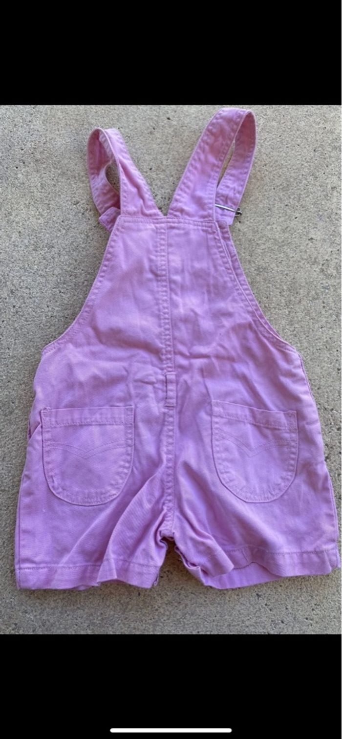 Salopette courte en jeans rose Pocopiano - photo numéro 4