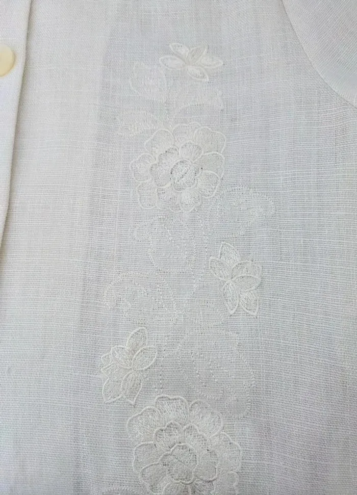 Chemise blouse d'été brodée blanche - 100% lin - Alain Manoukian - taille 38 - photo numéro 3