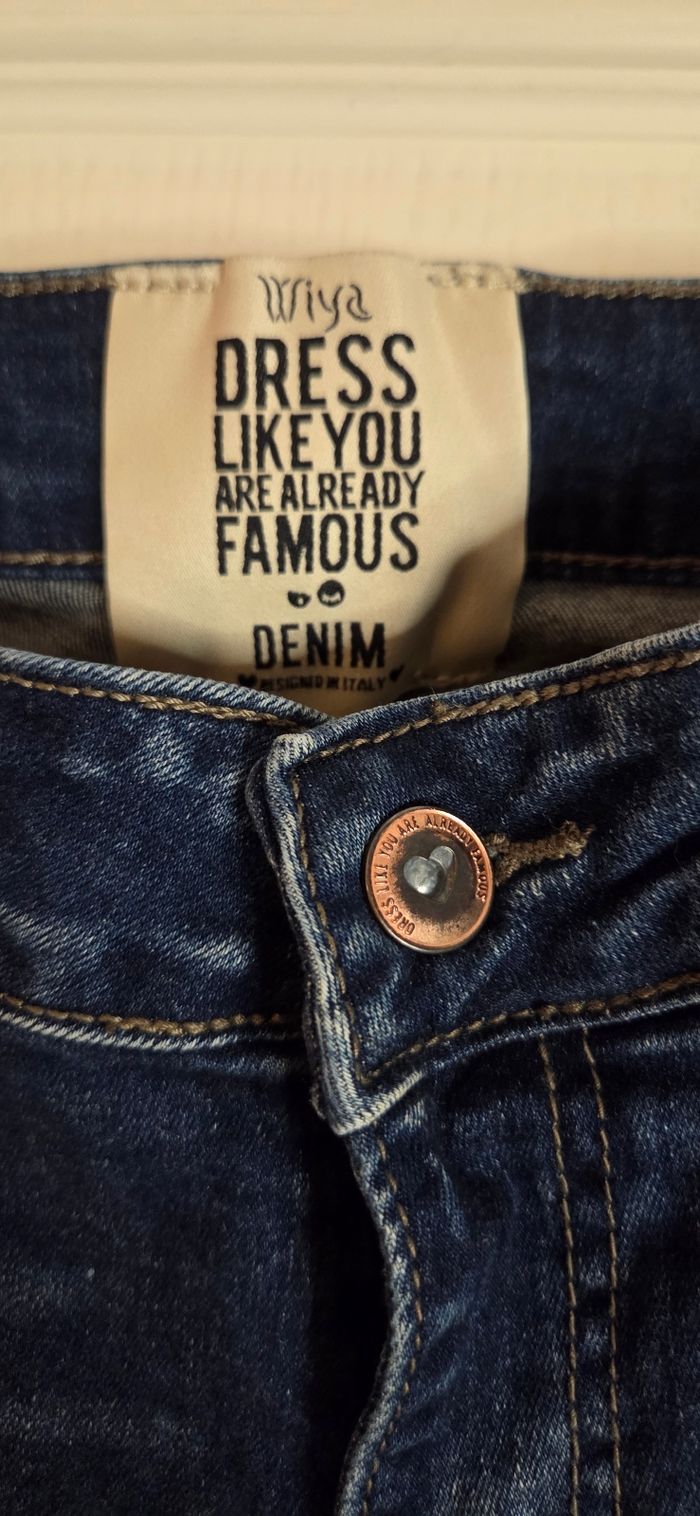 Jean Wiya Femme – Design italien 🇮🇹 – Slim effet usé & détails stylés – Taille M (38/40) - photo numéro 5