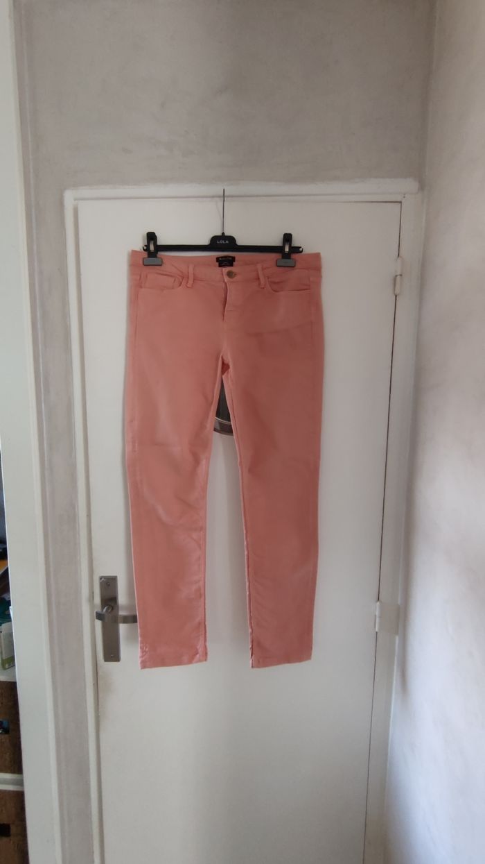 Pantalon femme jeans slim fit marque Massimo Dutti taille 42 couleur saumon - photo numéro 8