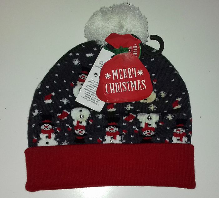 Bonnet de Noël avec pompon - Merry Christmas bonhommes de neige - T.U - Neuf - photo numéro 3