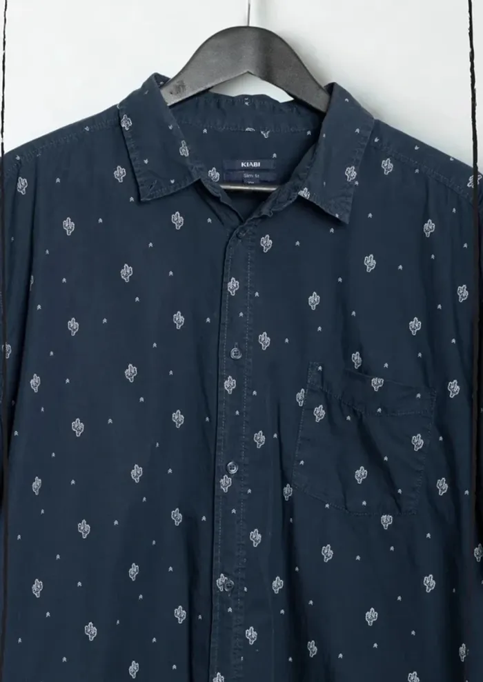 Chemise été bleu motif cactus 100% coton Kiabi Taille XXL - photo numéro 5