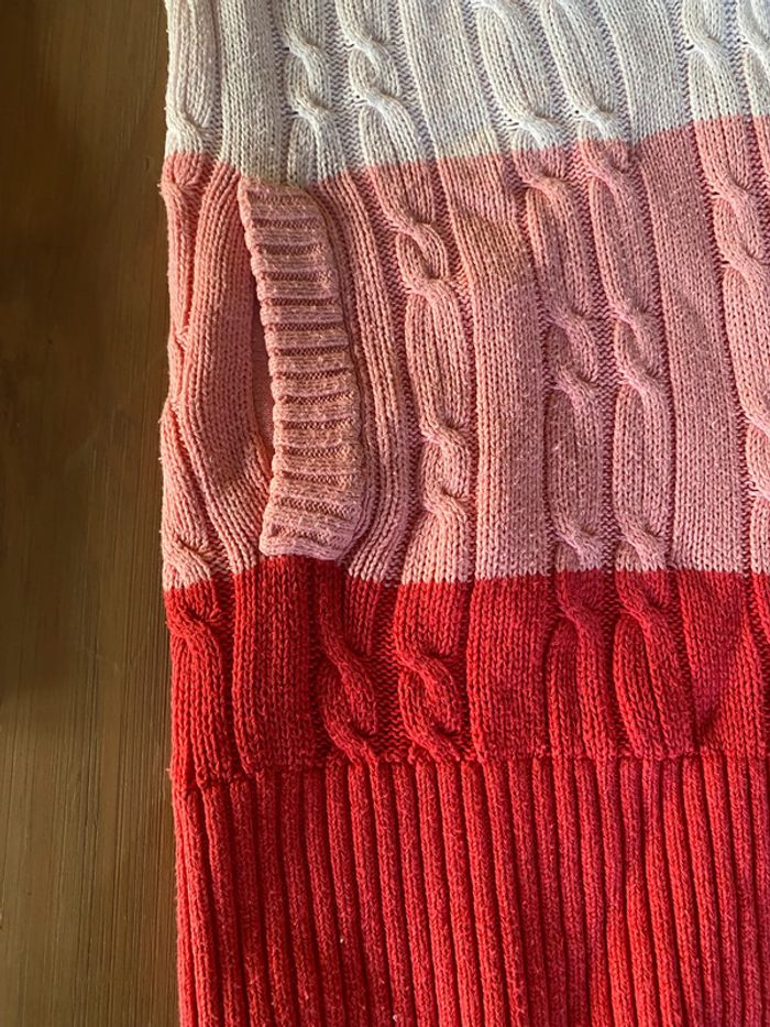Pull maille avec tresses Tommy Hilfiger blanc rose avec capuche 12/14 ans - photo numéro 2