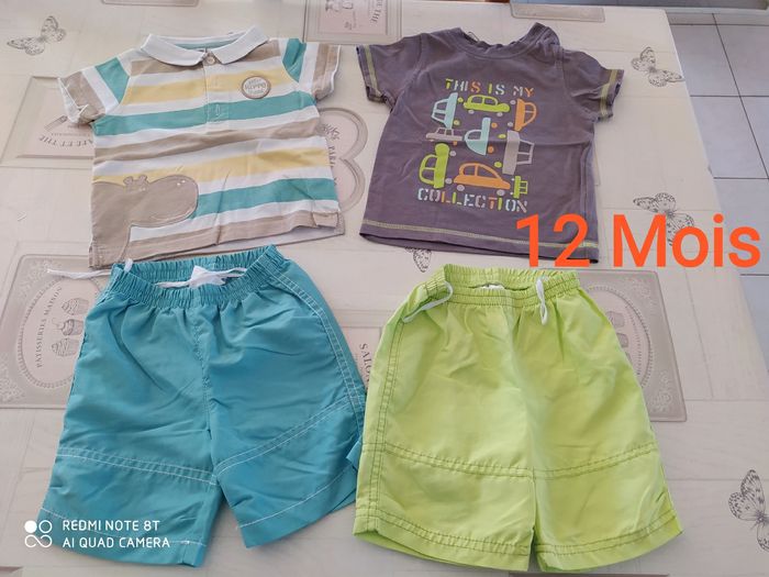 Lot de 2 ensembles t -shirt manches courtes et short 12 mois