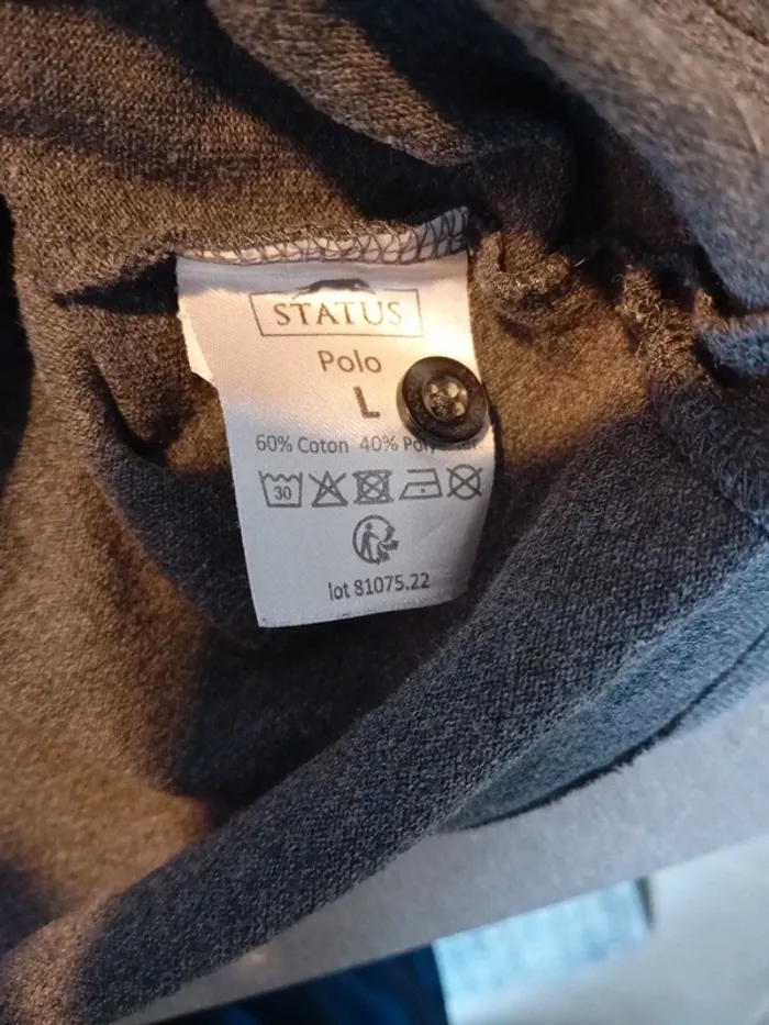 Polo longue manche gris anthracite taille L Status - photo numéro 4
