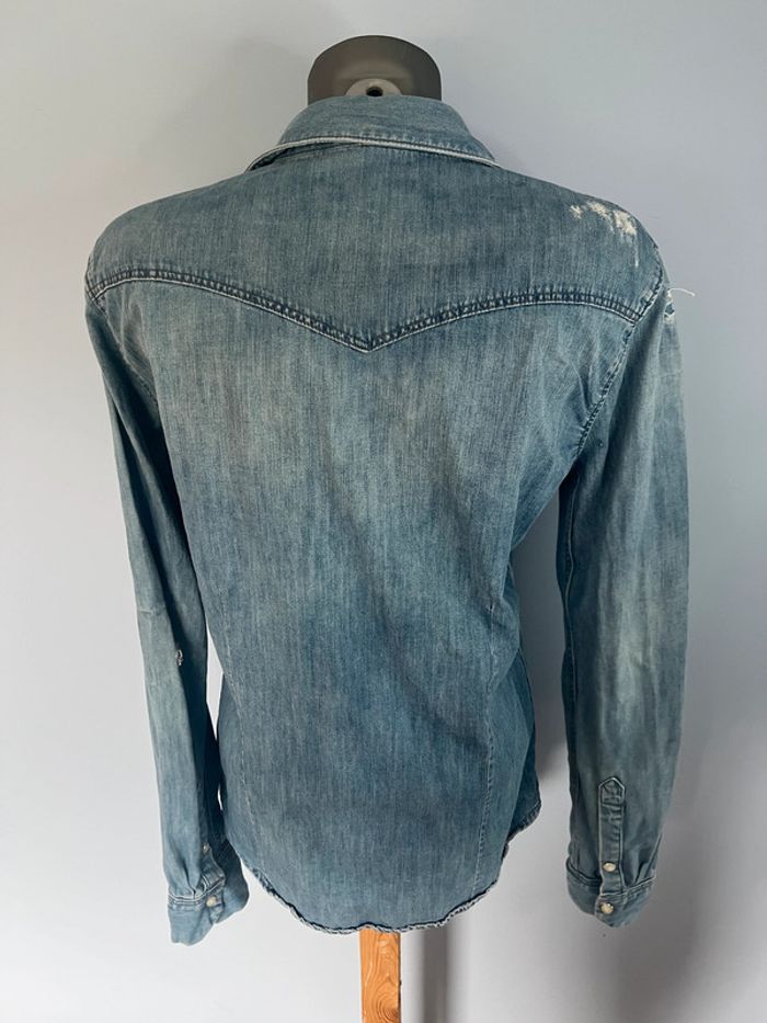 Chemise/veste en jean Sandro taille M effet usé - photo numéro 6