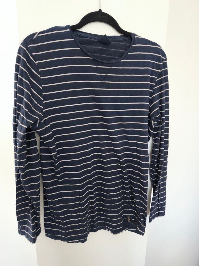 Tee shirt manches longues marinière Springfield blei marine - photo numéro 2