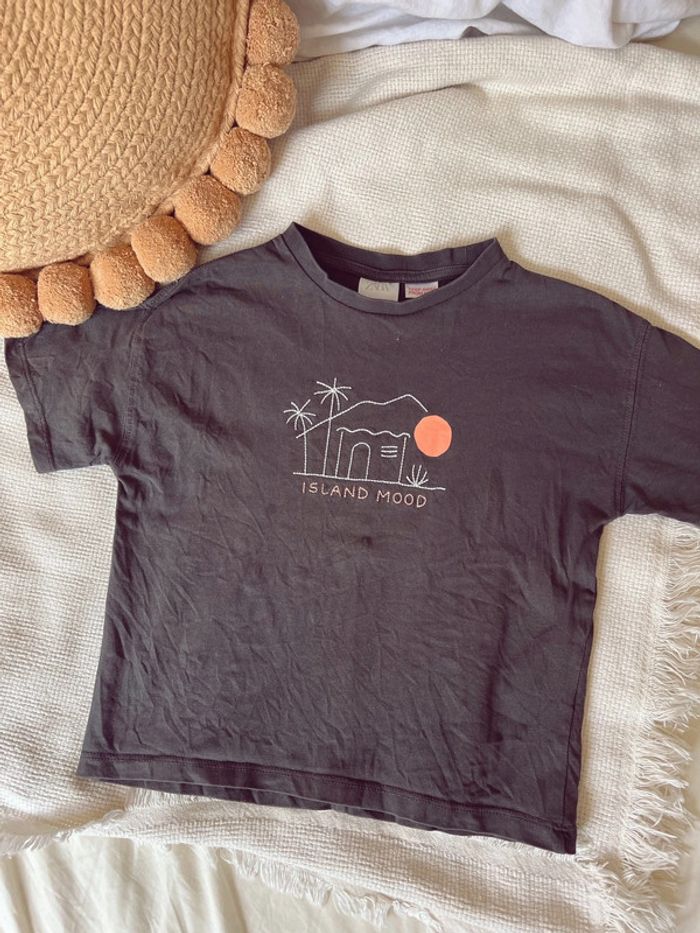 Tee-shirts Zara noir island mood maison palmier 104