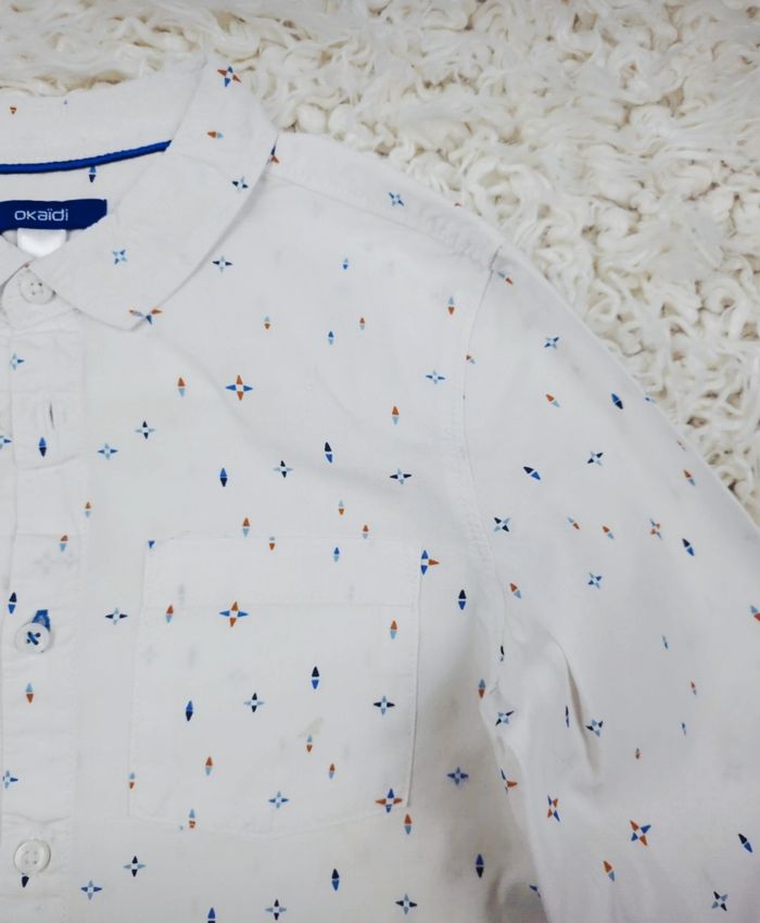 Chemise manches longues blanc à motifs graphiques Garçon taille 10 ans marque Okaidi 🎸 - photo numéro 6