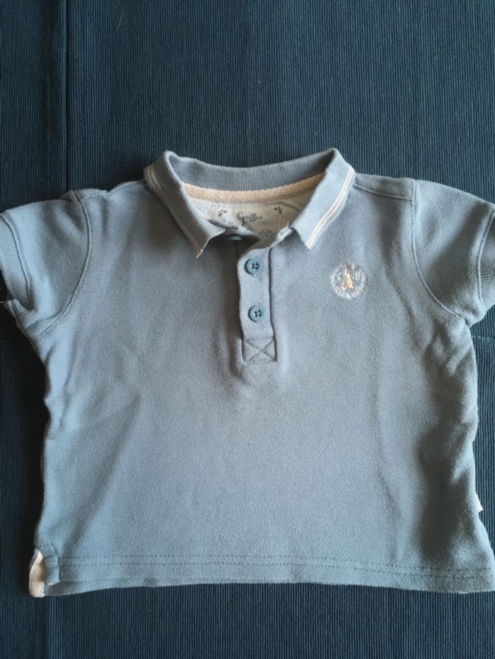 Polo Cyrillus 9 mois, bleu grisé