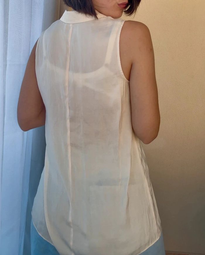 Blouse sans manches Monoprix beige rosé 36 parfait état - photo numéro 4