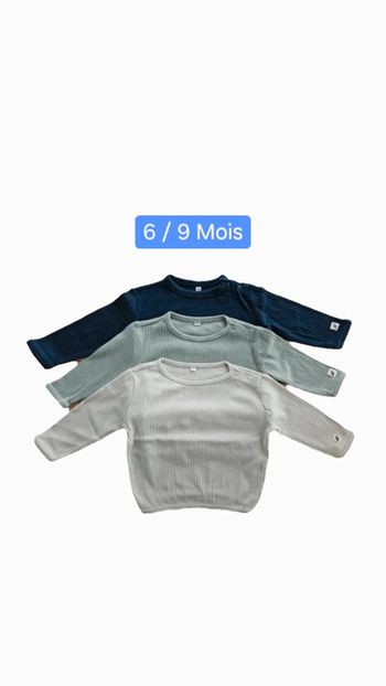 Lot de 3 t-shirt longue manches 6/9 Mois