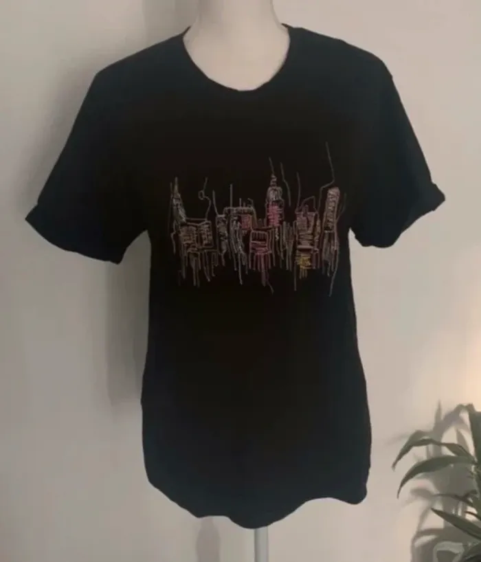 Tee-shirts noir avec broderie Mango taille 36/S - photo numéro 4