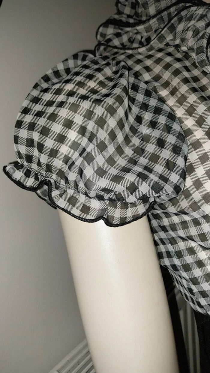 Robe rétro chic bimatiere vichy noir et blanc col jabot by Morgan état neuf taille S - photo numéro 6