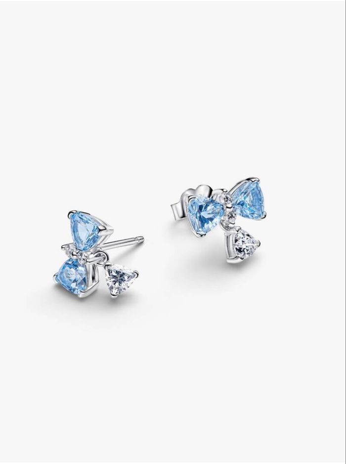 Boucle d’oreille Bridgerton noeud bleu - photo numéro 3