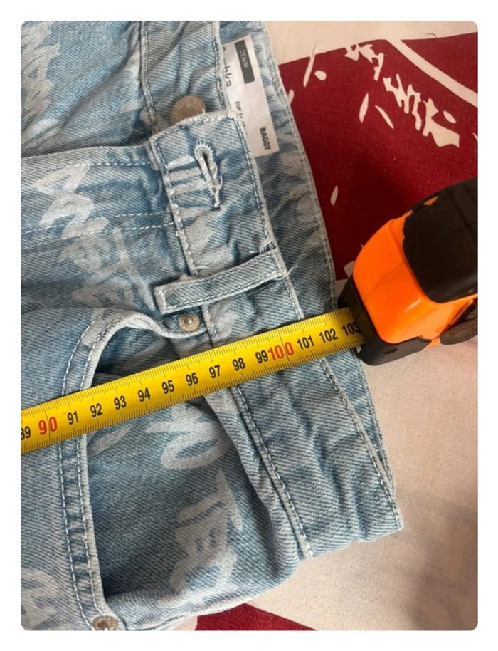 Pantalon Bershka bleu clair motif ville taille S - photo numéro 15
