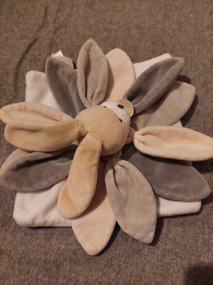 Doudou plat lapin DOUDOU ET COMPAGNIE Collector taupe et beige - photo numéro 5