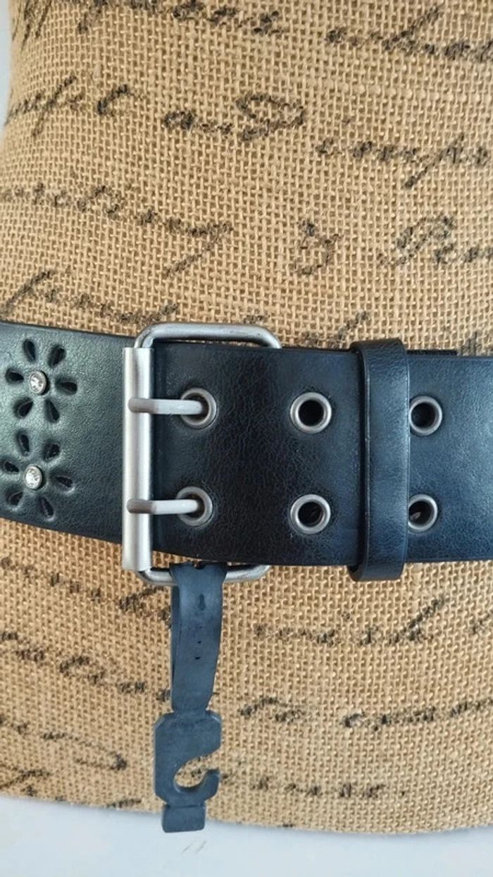 Ceinture noire effets pierres blanche 90 cm - photo numéro 7