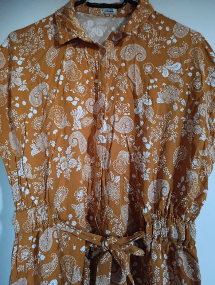 Robe Pimkie orange motif cachemire avec ceinture taille 40 - photo numéro 2