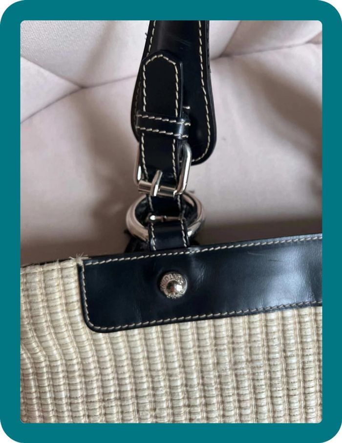 Sac à main cabas paille et cuir vintage - Anne Fontaine - photo numéro 8