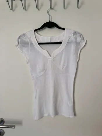 T-shirt blanc coton et soie Caroll taille S comme neuf