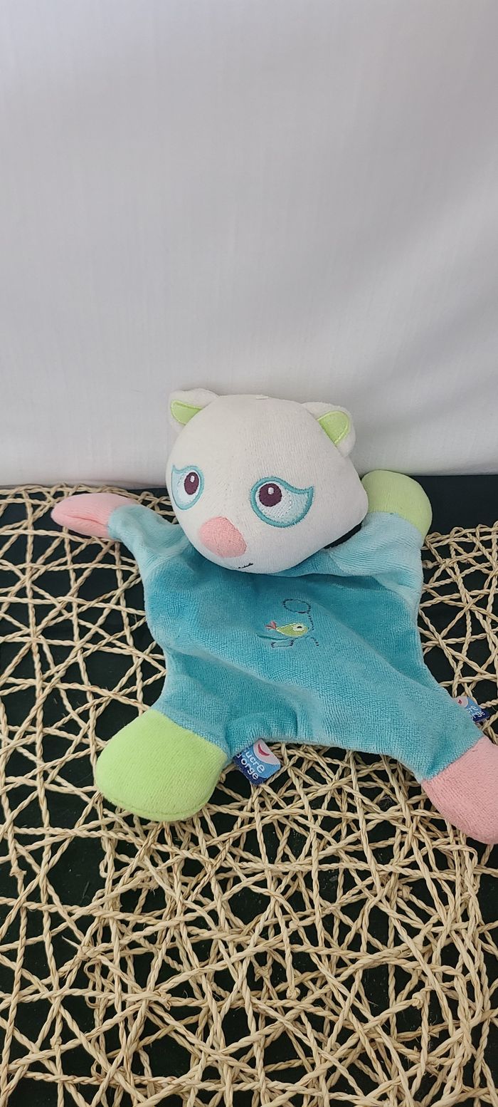 Doudou plat raton laveur SUCRE D'ORGE Doudou Doumou bleu oiseau - photo numéro 3