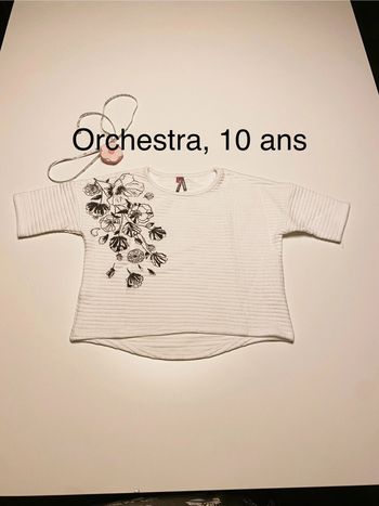 Haut blanc Orchestra fleur 10 ans