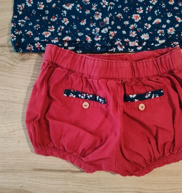 Ensemble blouse short  fille 9 mois sergent major - photo numéro 3