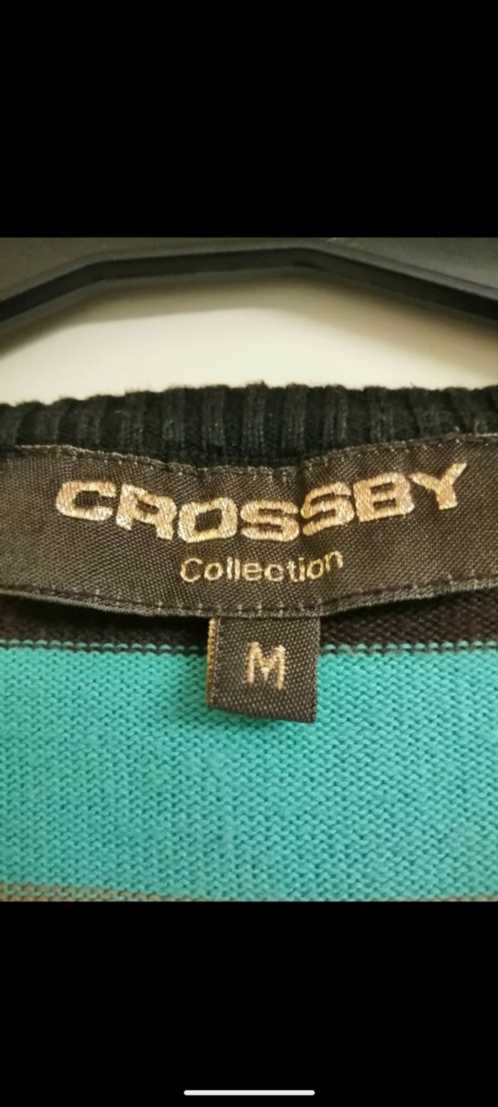 Beau pull vintage Crossby collection à rayures. Taille M - photo numéro 7