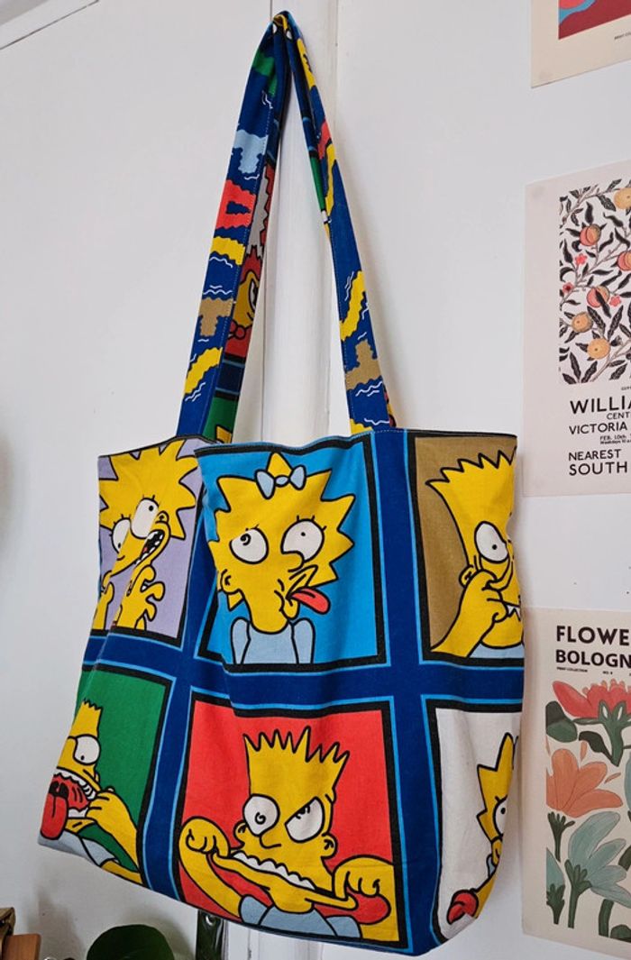 Tote bag grimaces Simpson upcyclé - photo numéro 3