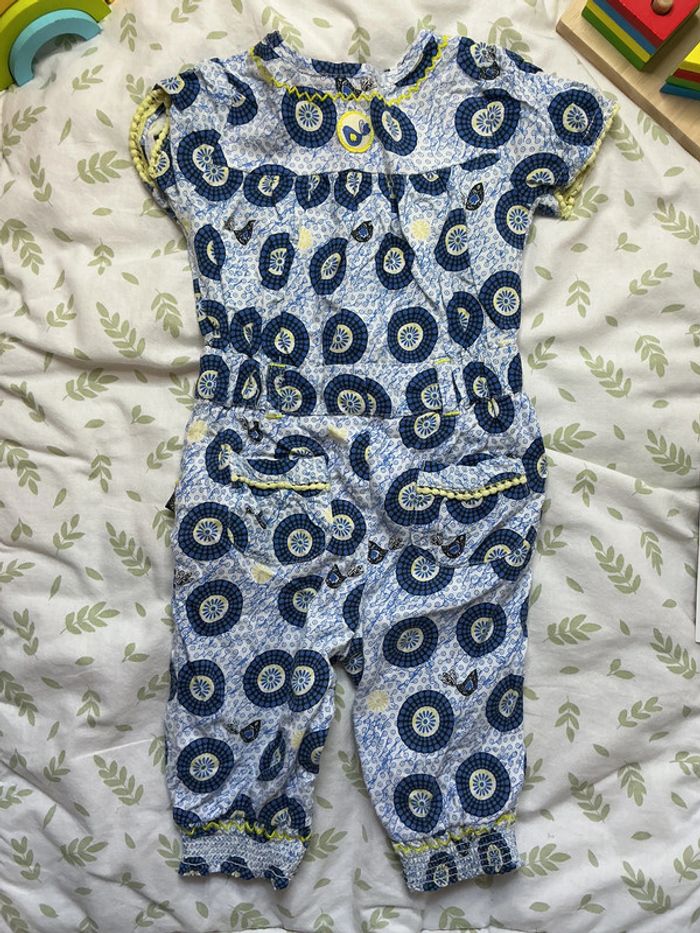 combinaison pantalon à motifs bleu pressions entre les jambes tissaia 6 mois - photo numéro 7