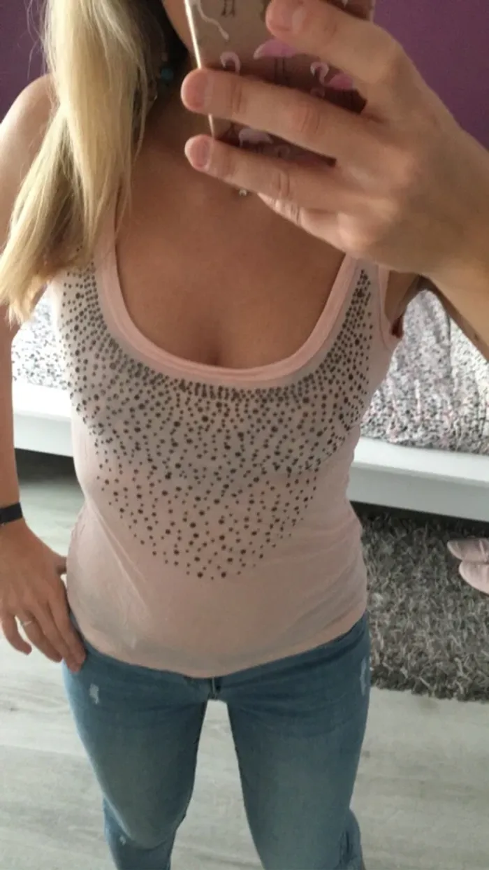 Debardeur rose poudrée clouté Promod - photo numéro 2