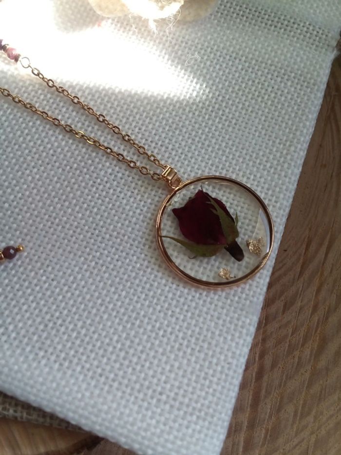 Collier rose et pierres de grenat naturelles - photo numéro 3