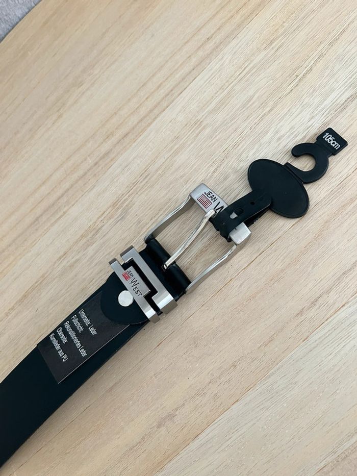 Ceinture en cuir noir taille 105 cm - photo numéro 3