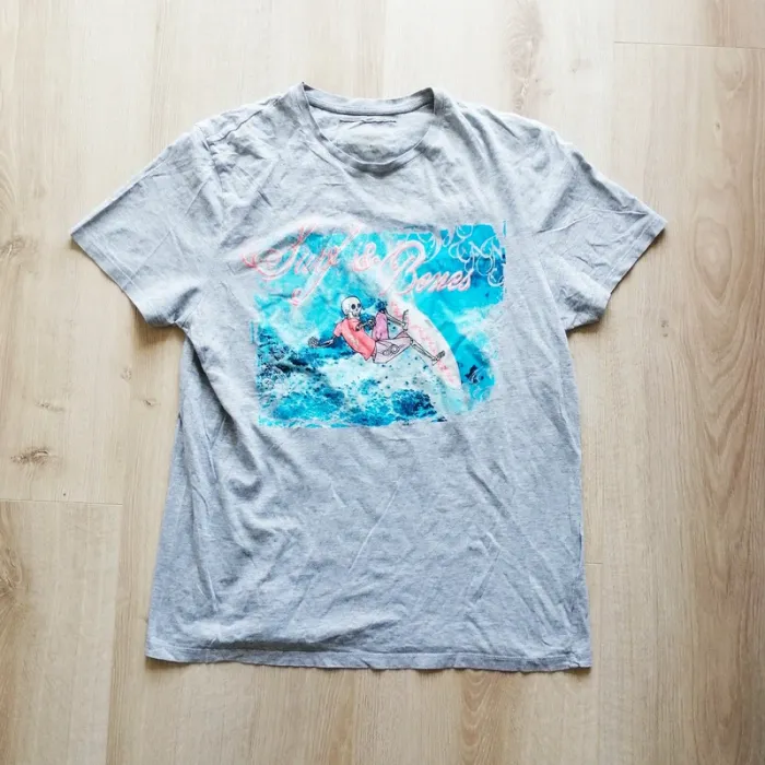 Vintage T-Shirt Surf and Bones Gris Homme Exclusive Beach Collection Halloween (Taille M) - photo numéro 3