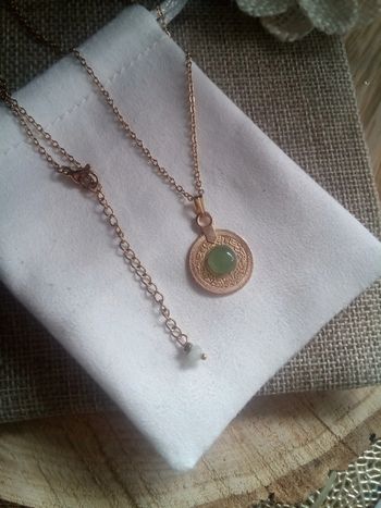 Collier amulette bohémienne avec pierre d'aventurine verte naturelle